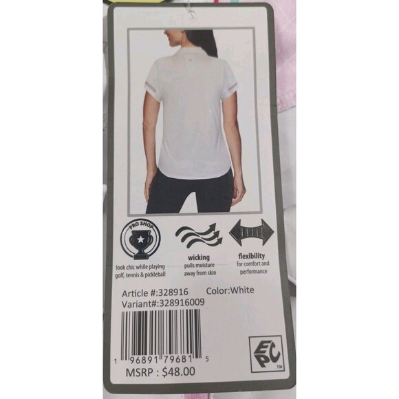 RBX Women's 1/4 Zip Short Sleeve Polo W/ Printed Stripe At Sleeves XL White NWT - Picture 6 of 11